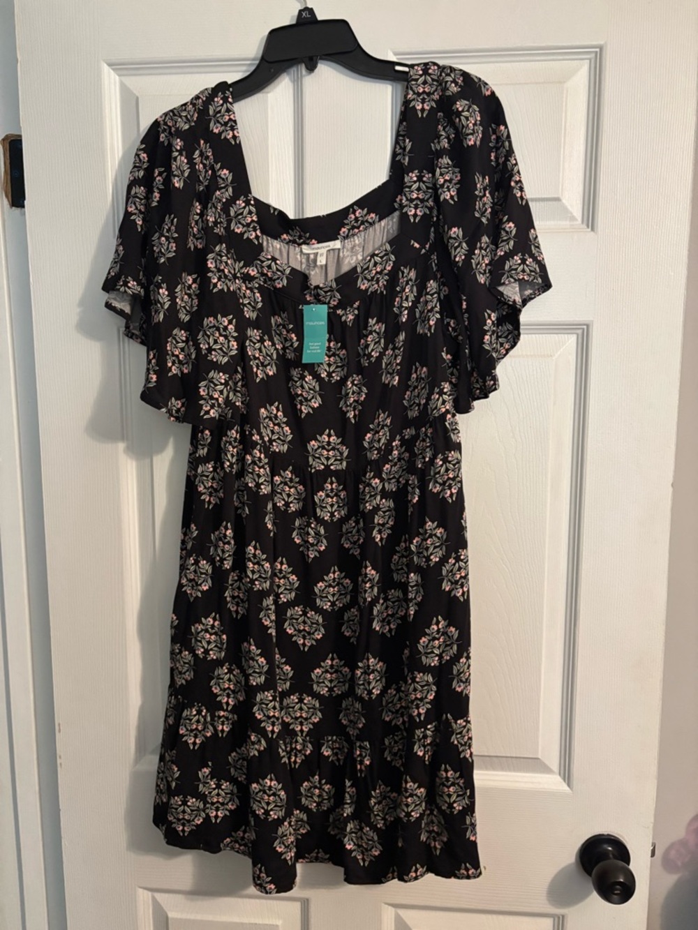 Maurices Black Floral Mini Dress with Pink & Cream Accents